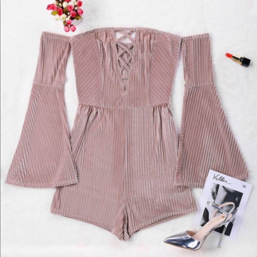 Ribbed Off The Shoulder Romper
